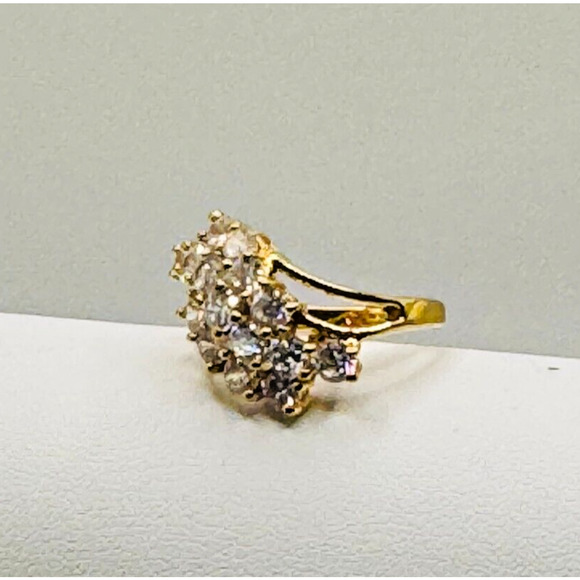 EDCO Gold Tone Diamond CZ Ring Size 4 3/4 - Picture 2 of 6